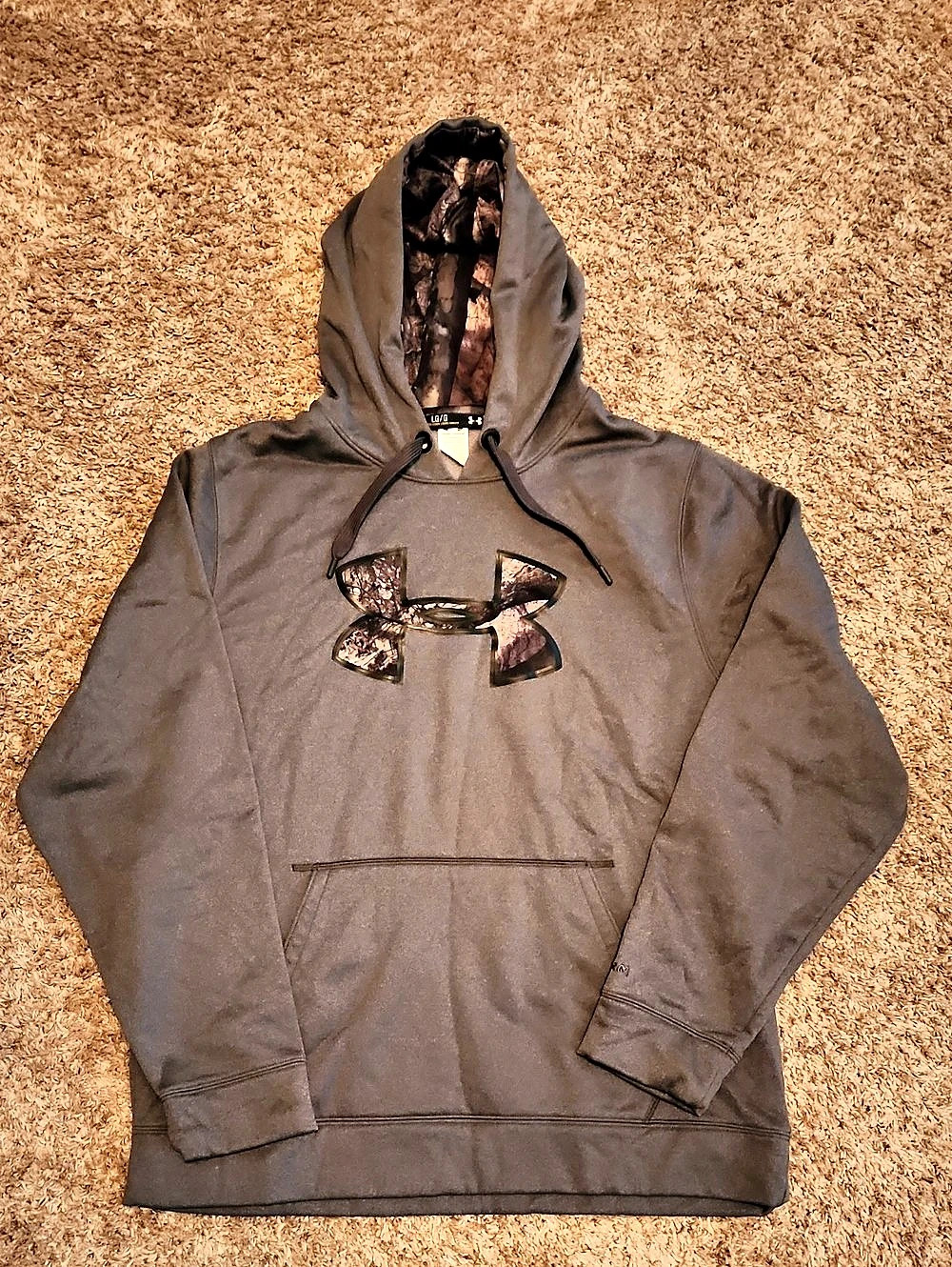 Under Armour Storm Camo Logo Hoodie Gray & Brown Large